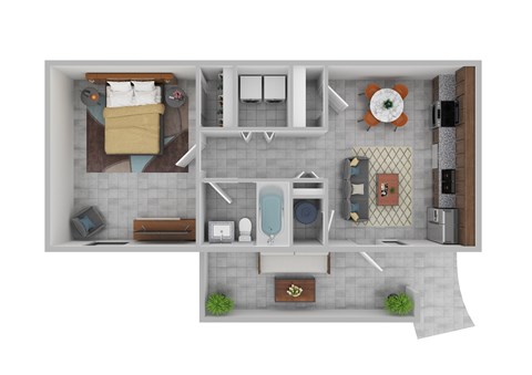 Floor plan for 1 bed, 1 bath, 400 sqft